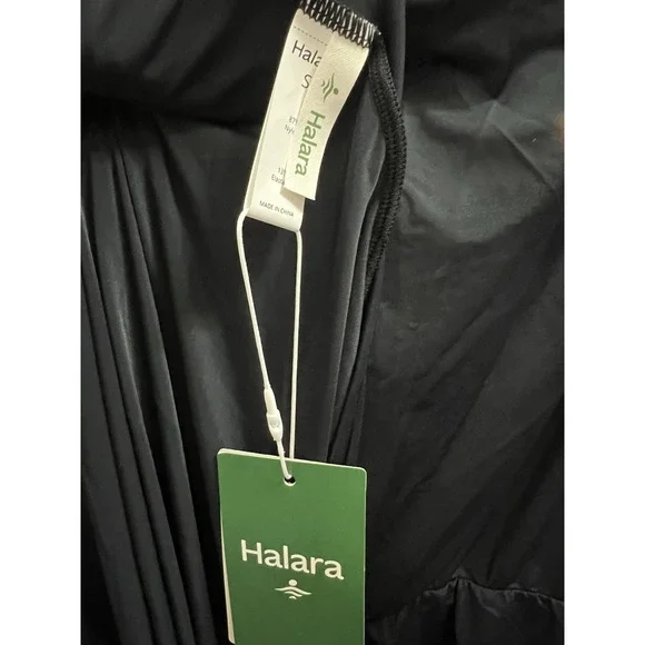 NWT Halara Tie Back Cowl Neck Cap Sleeve Maxi Dress Slip Black Yarn Small Witchy - Picture 9 of 9